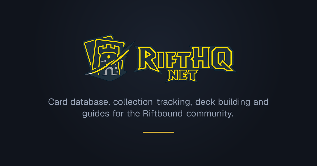 RiftHQ – Riftbound Deck Builder, Card Database & Automatic Match Tracker